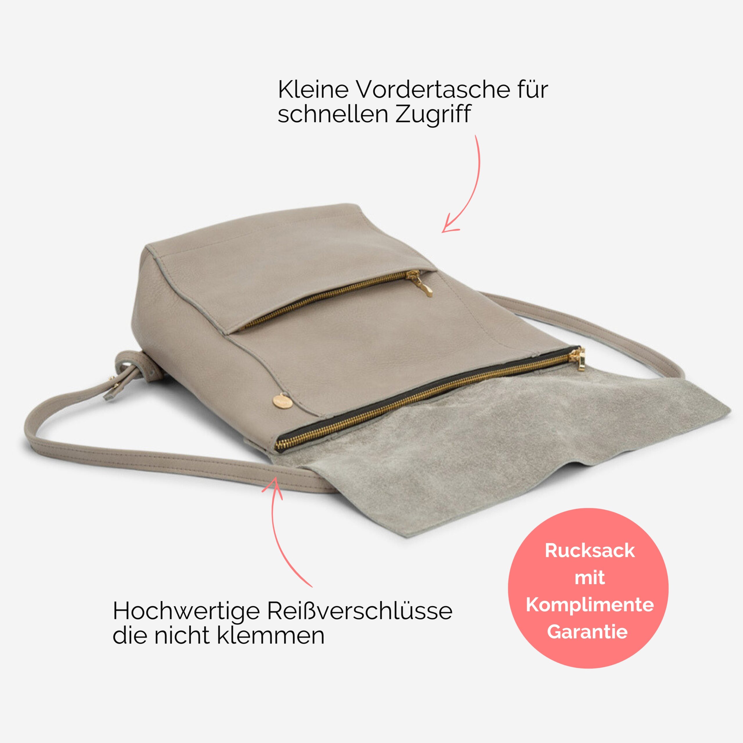 Rebekka Rucksack aus echtem Leder für Damen in taupe Lapàporter