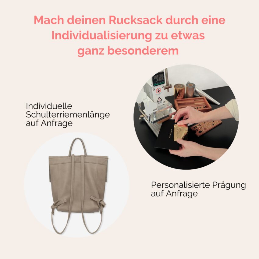 Rebekka Rucksack aus echtem Leder für Damen in taupe Lapàporter
