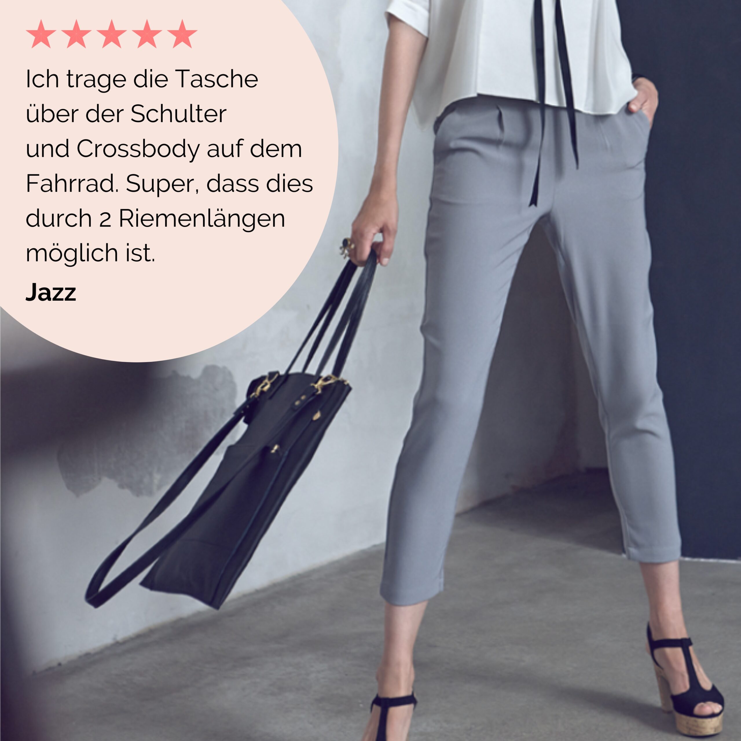 Laptoptasche aus Leder Tamara in schwarz