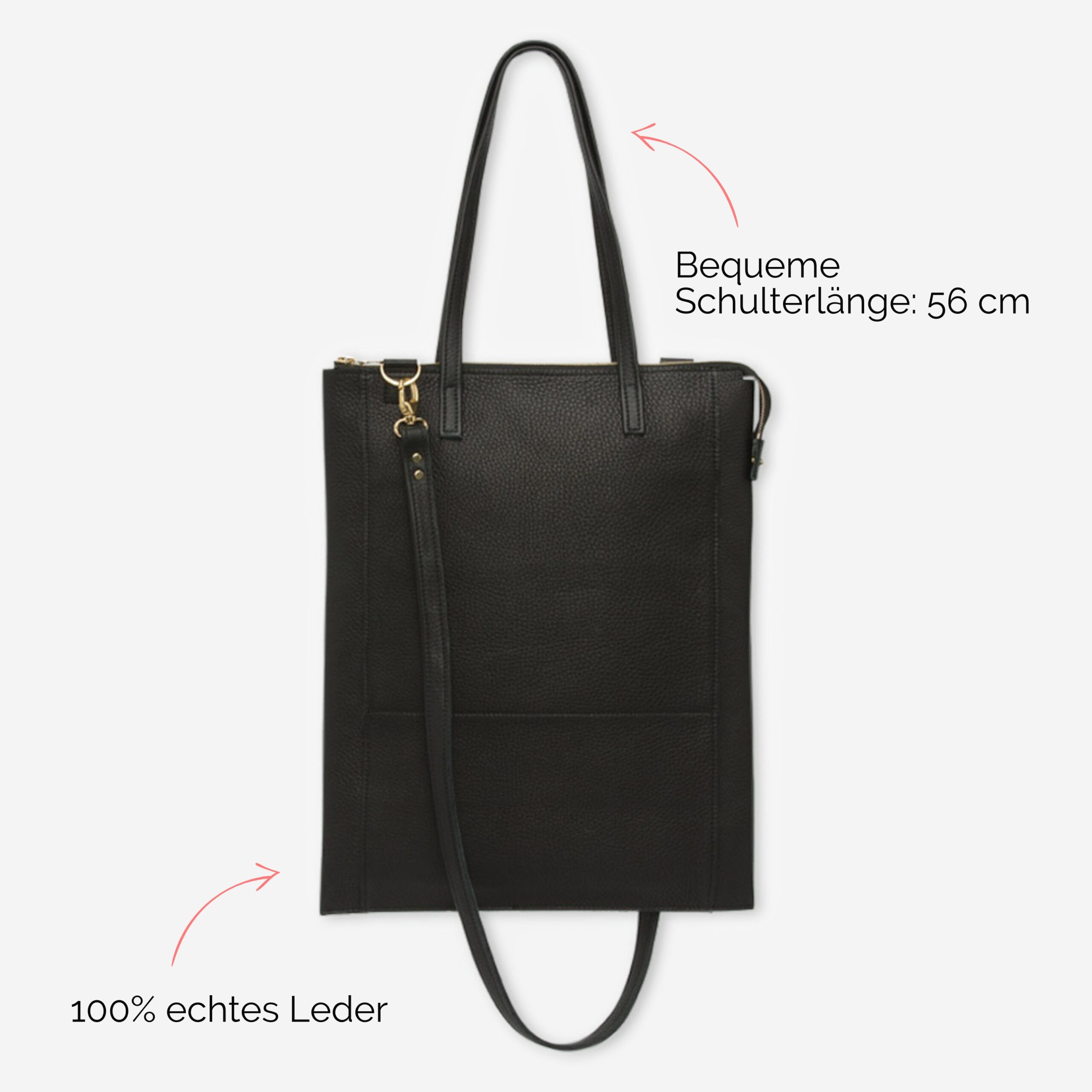 Laptoptasche aus Leder Tamara in schwarz