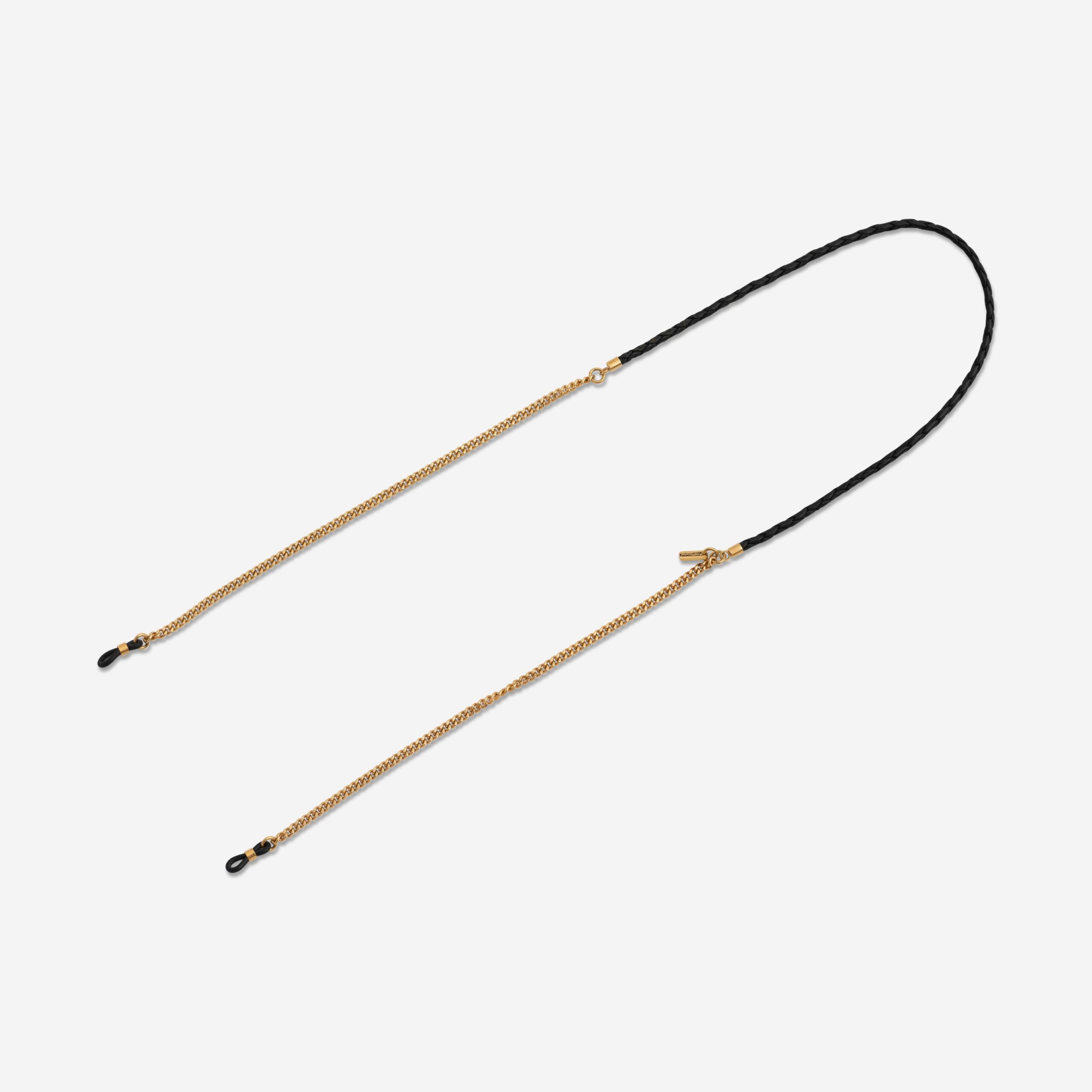 Brillenkette aus echtem Leder mit Edelstahlkette in schwarz Vivian Lapàporter