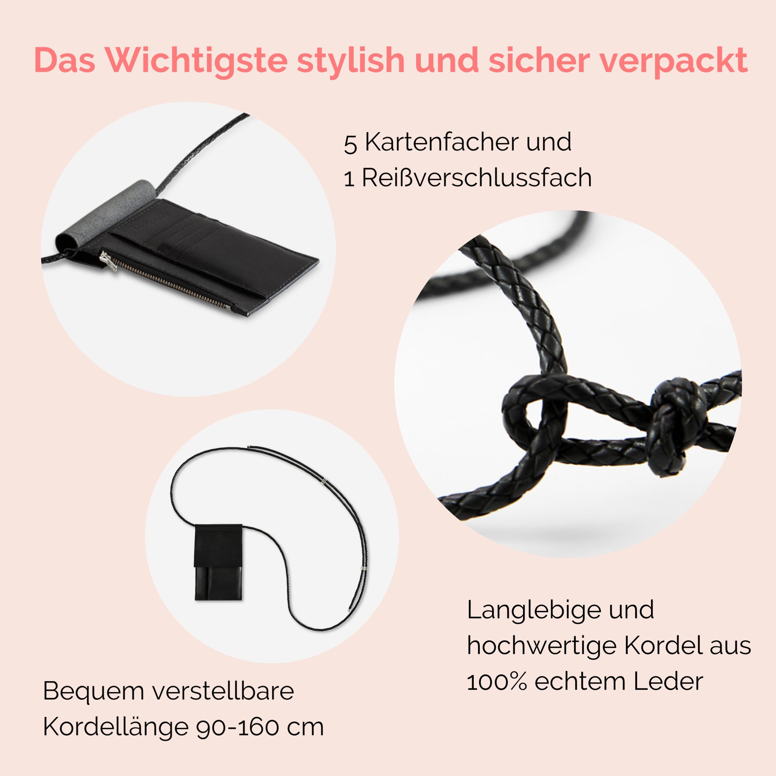 Astrid Brustbeutel aus echtem Leder Lapàporter in schwarz