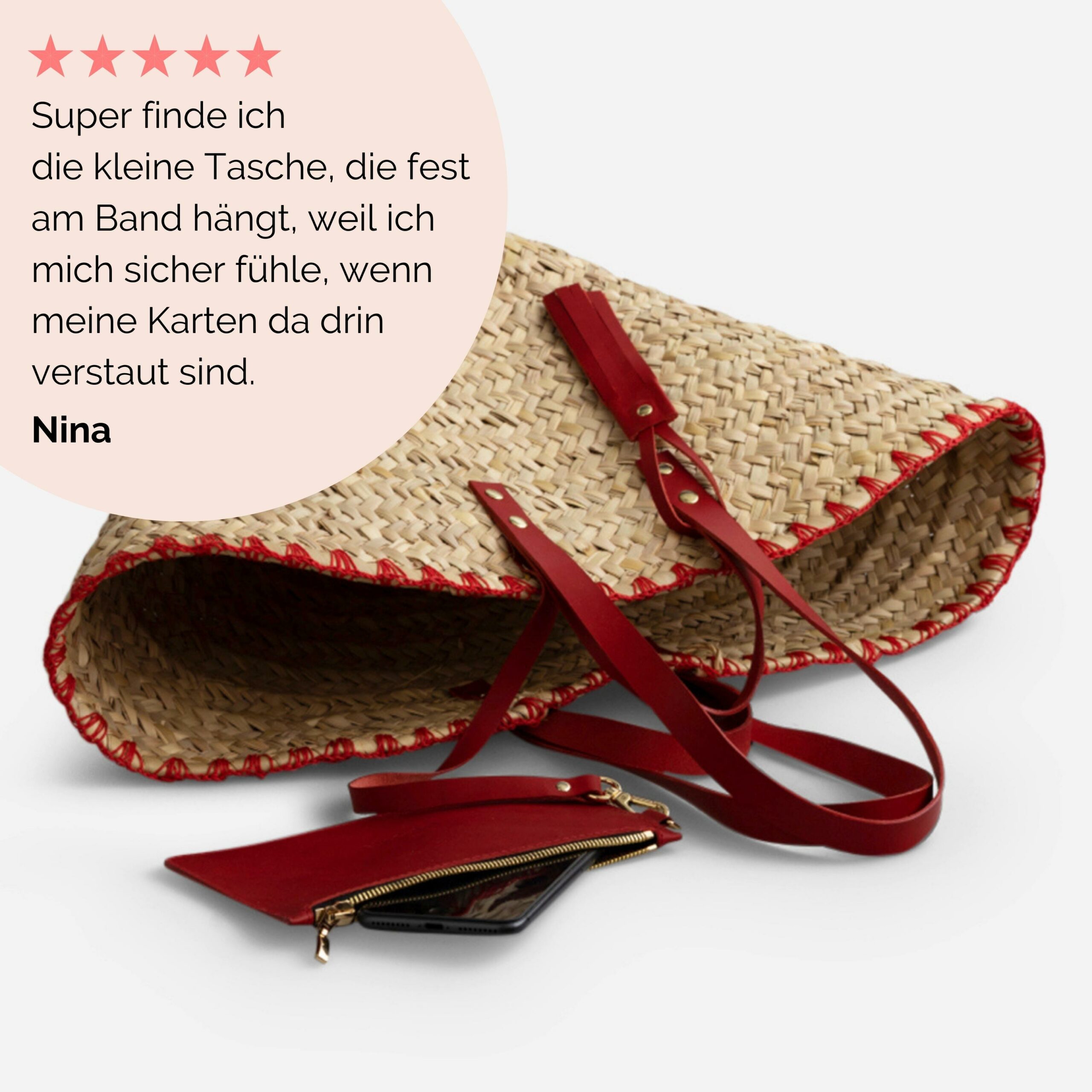 Daisy Korbtasche mit Stickerei in rot Lapàporter
