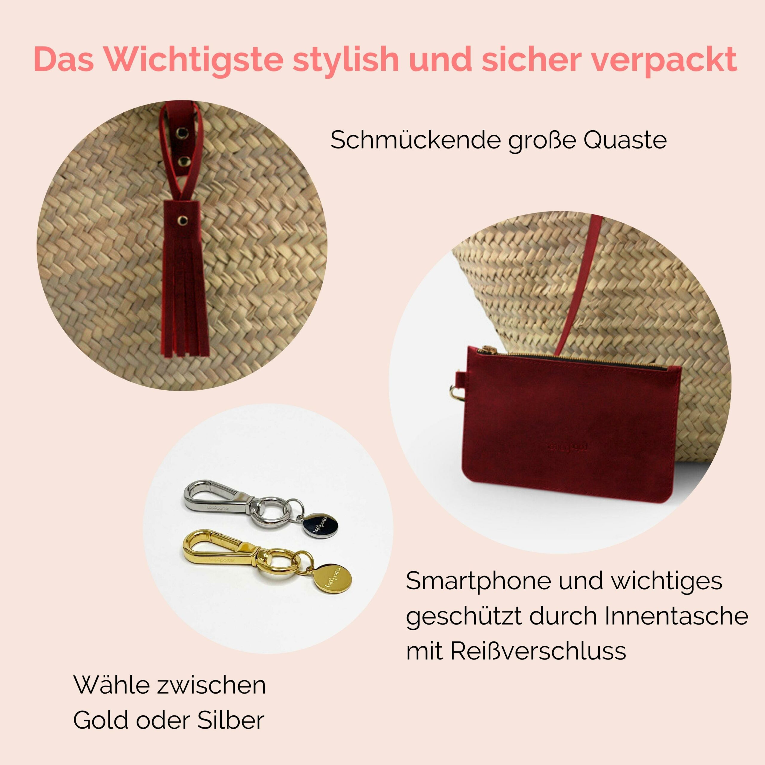 Daisy Korbtasche mit Stickerei in rot Lapàporter
