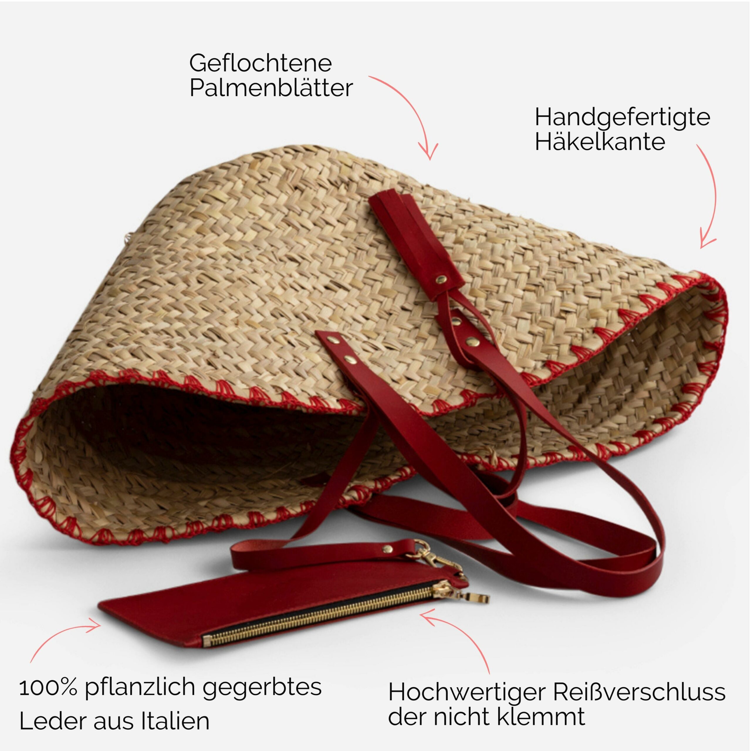 Daisy Korbtasche mit Stickerei in rot Lapàporter