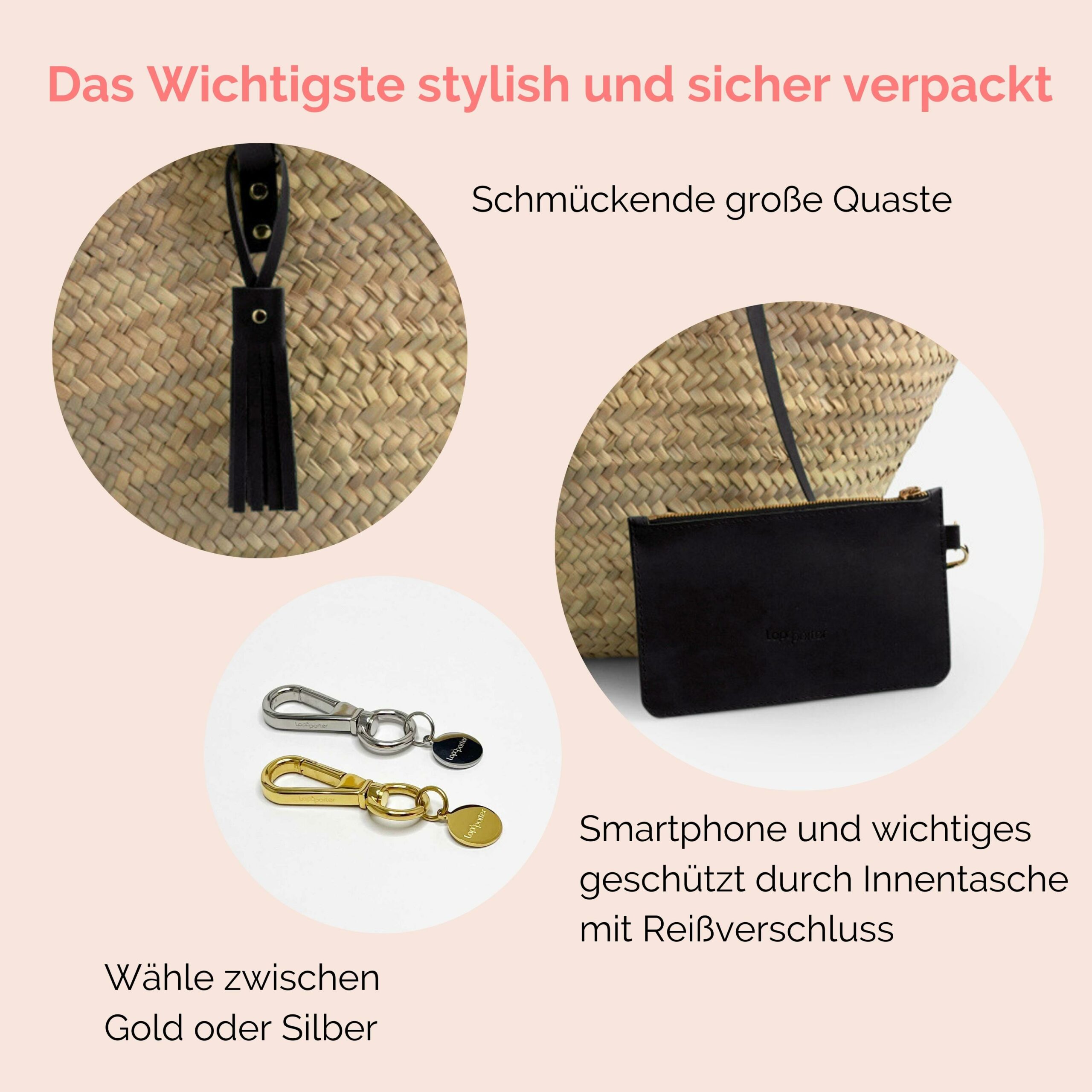 Daisy Korbtasche mit Stickerei in schwarz Lapàporter