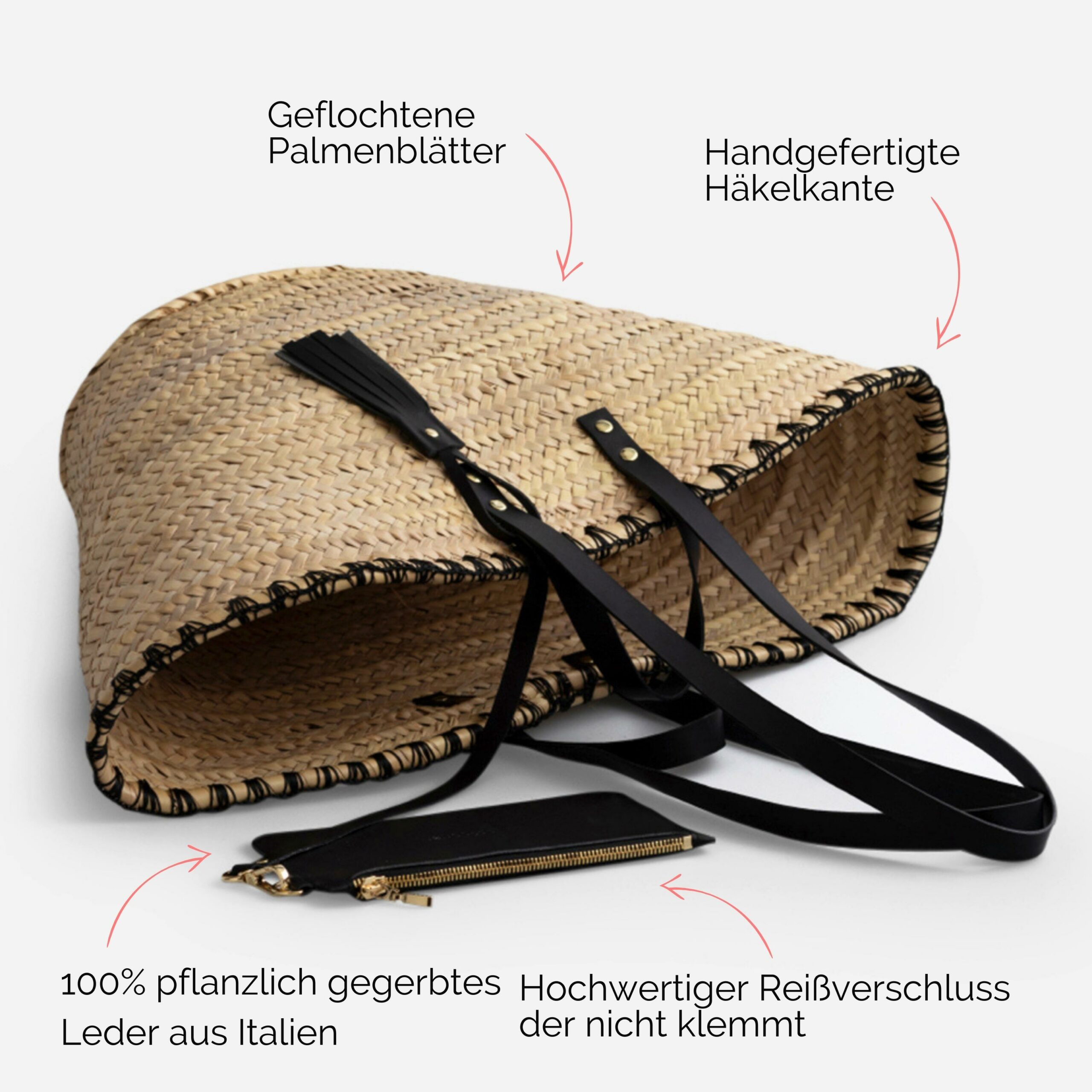 Daisy Korbtasche mit Stickerei in schwarz Lapàporter