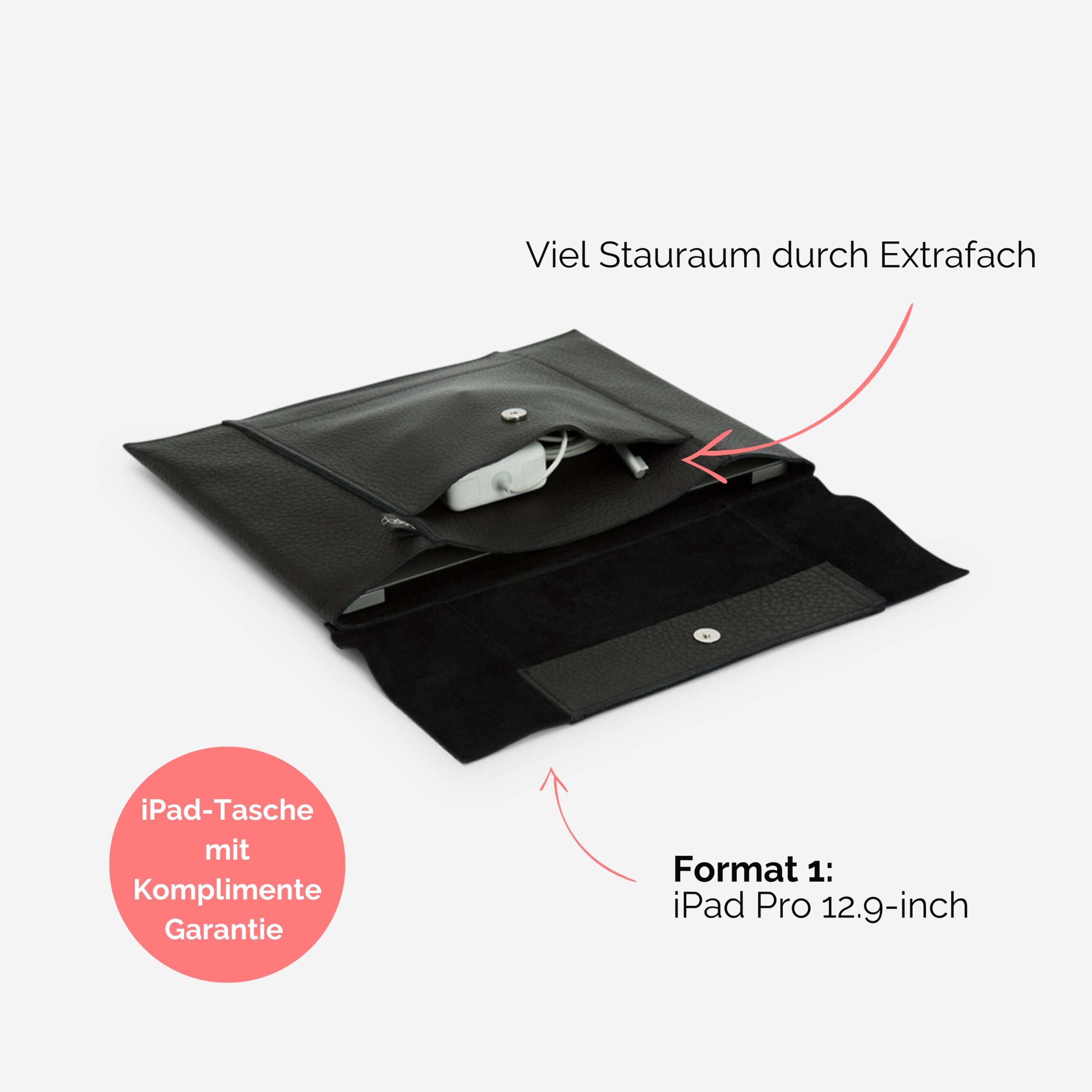 Jacky iPad Tasche aus echtem Leder Lapàporter in schwarz