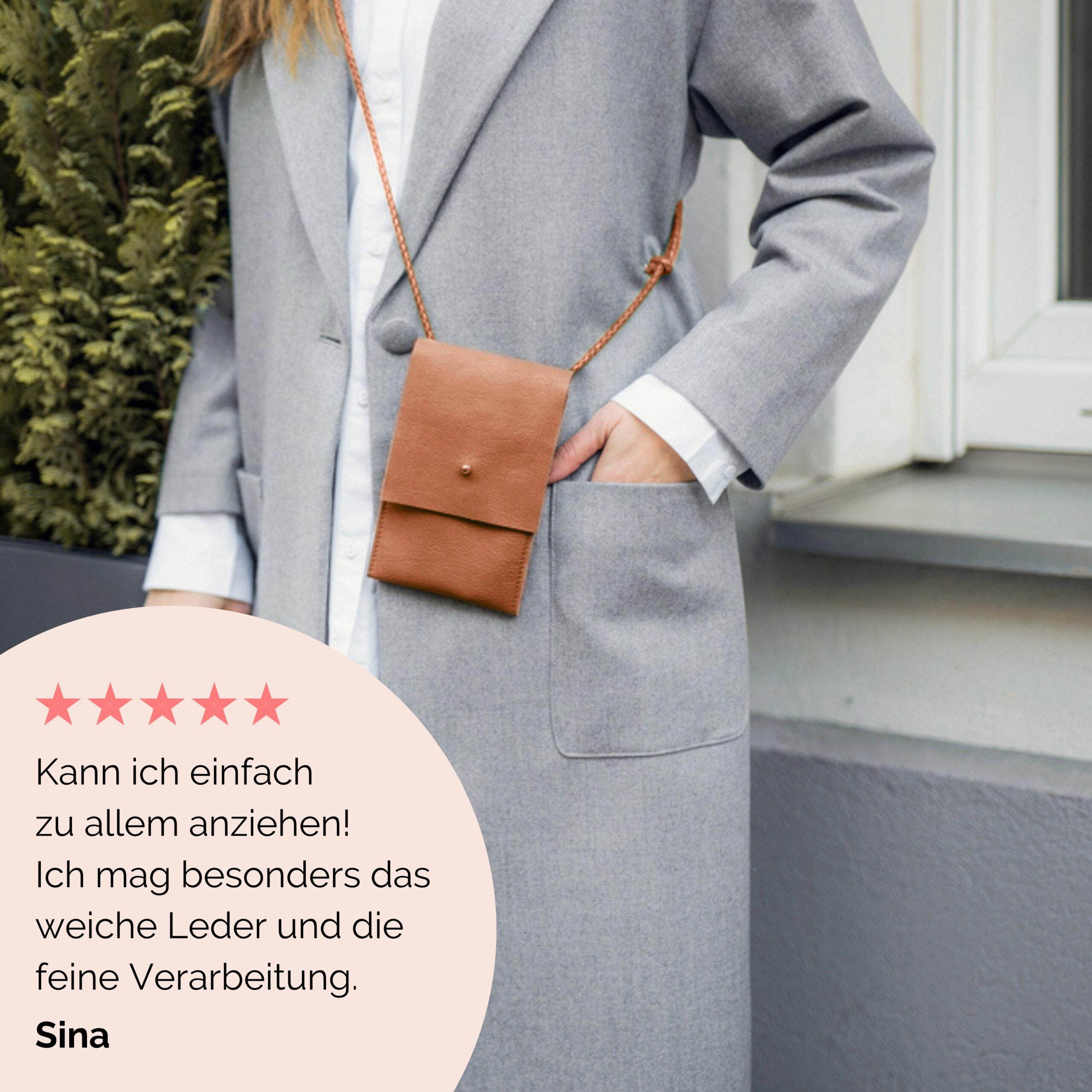 Jazz kleine Umhängetasche aus echtem Leder in cognac Lapàporter