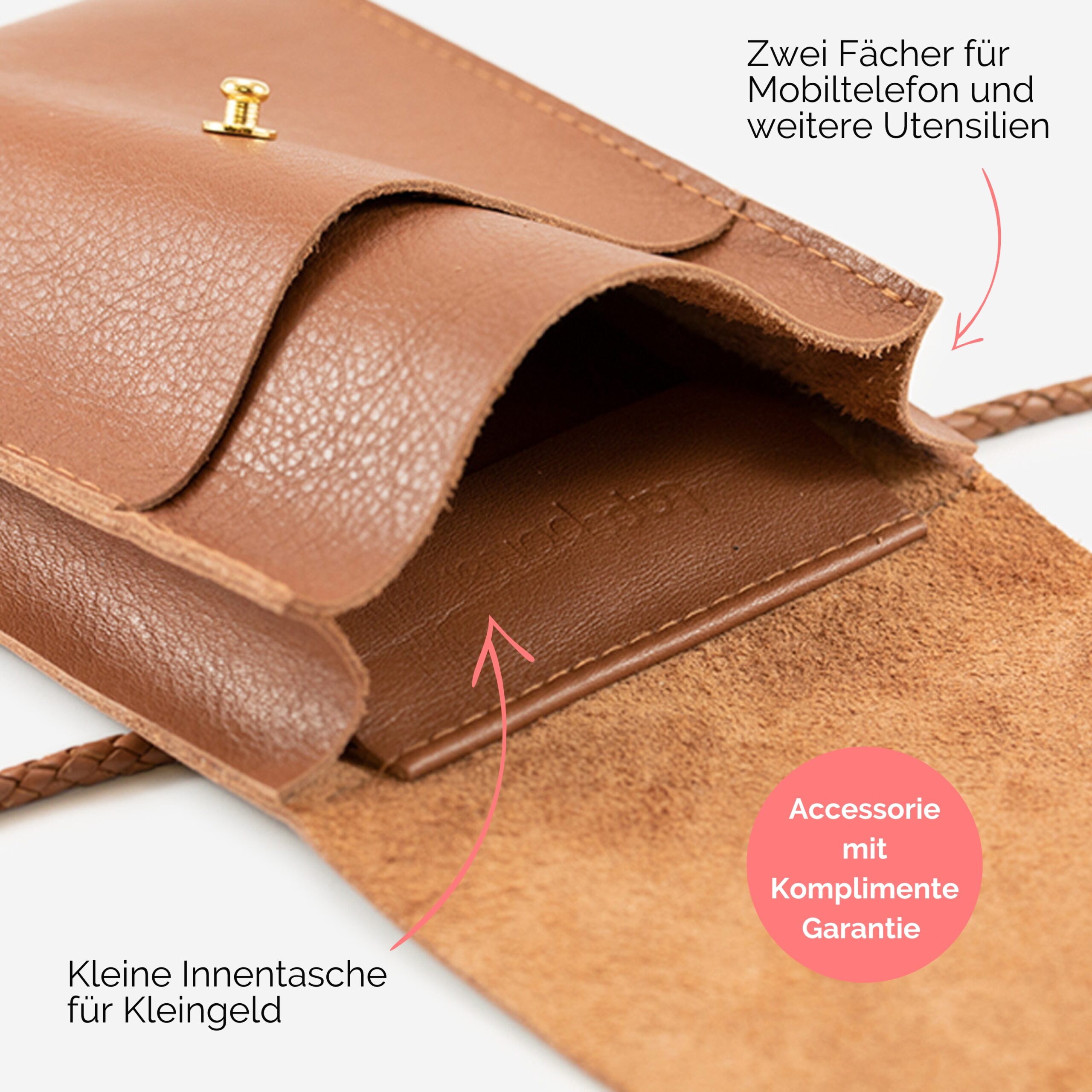 Jazz kleine Umhängetasche aus echtem Leder in cognac Lapàporter