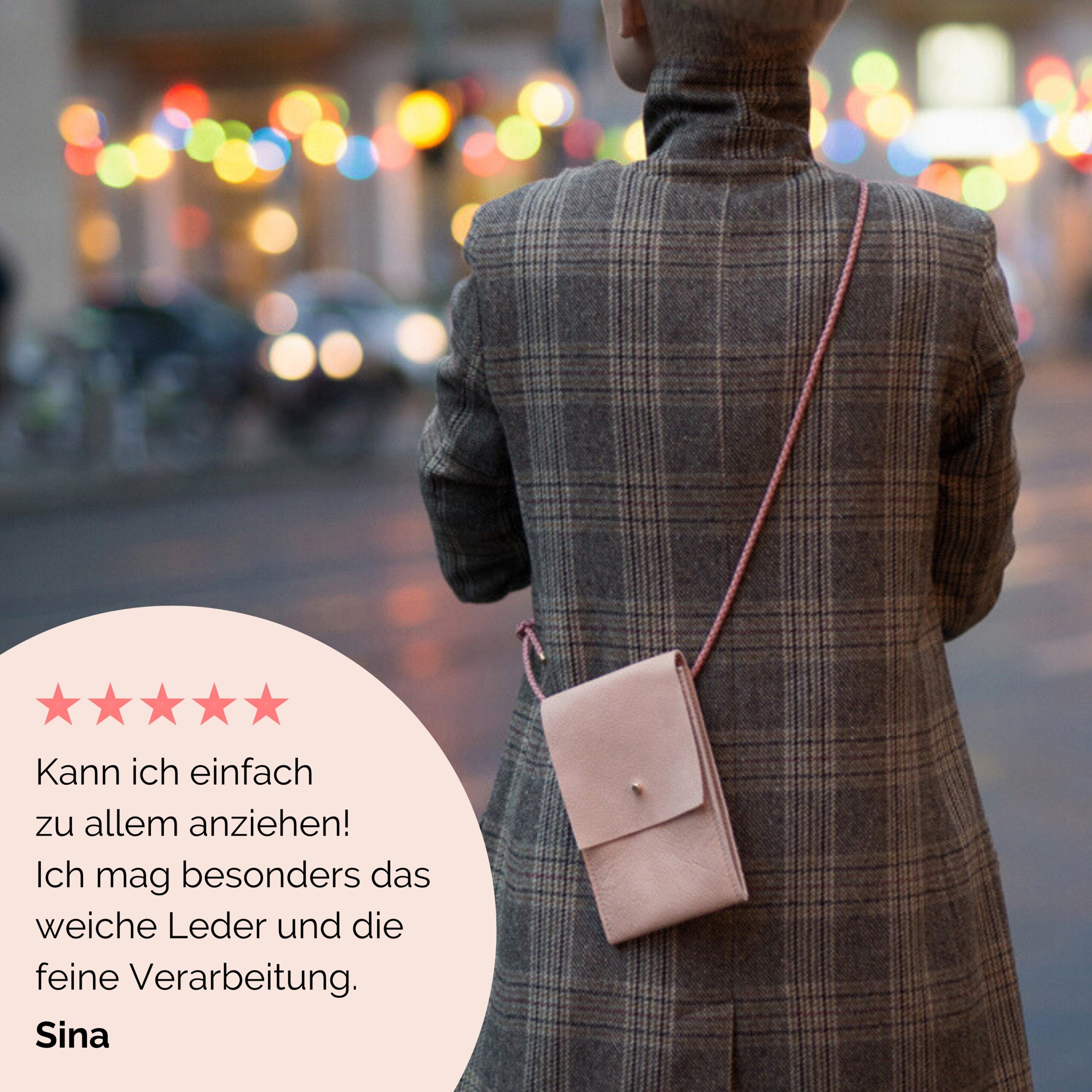 Jazz kleine Umhängetasche aus echtem Leder in rosé Lapàporter