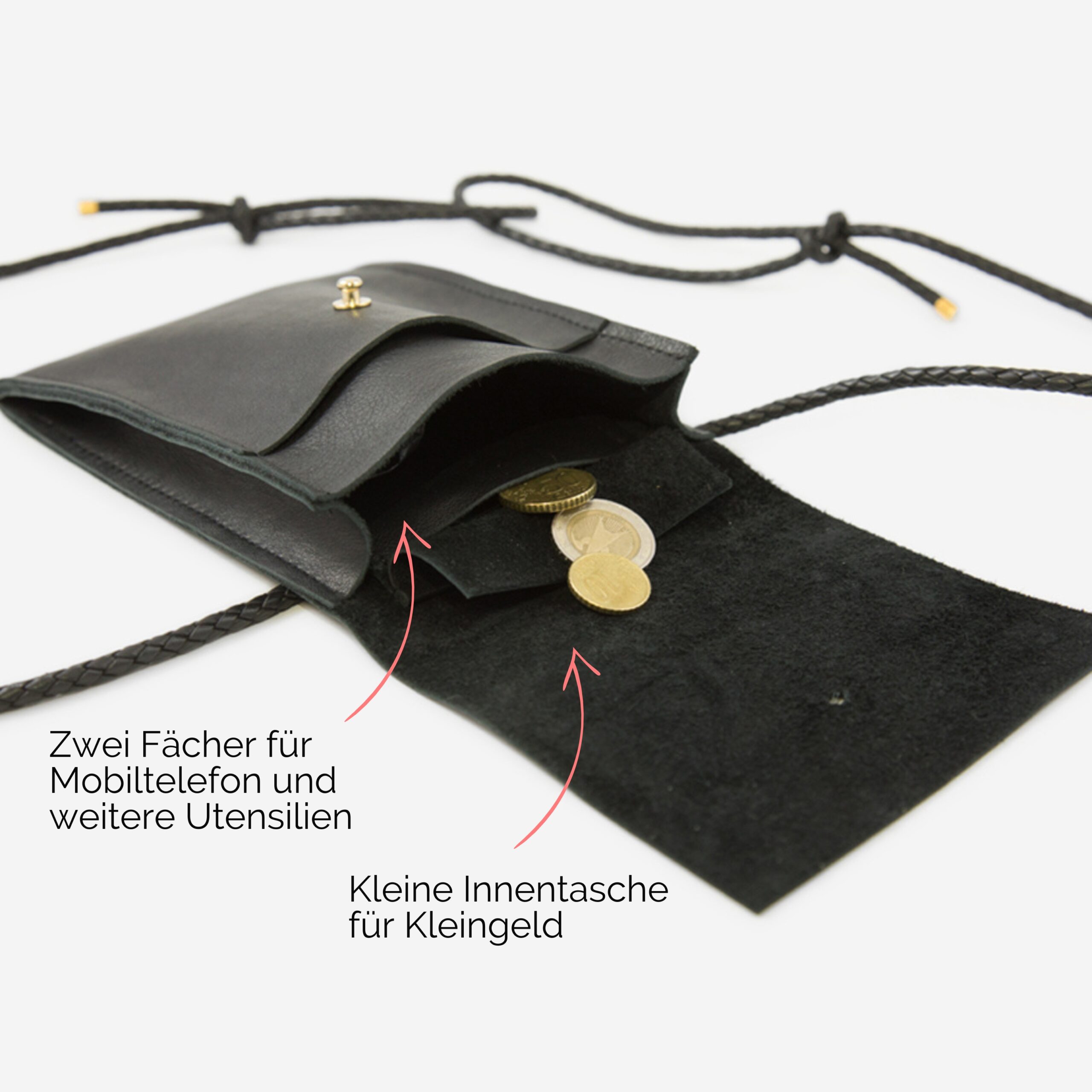 Jazz kleine Umhängetasche aus echtem Leder in schwarz Lapàporter