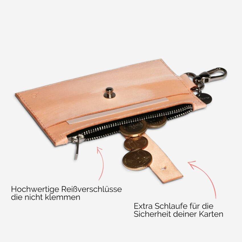 Portemonnaie mit Karabiner zum anhängen an Handykette