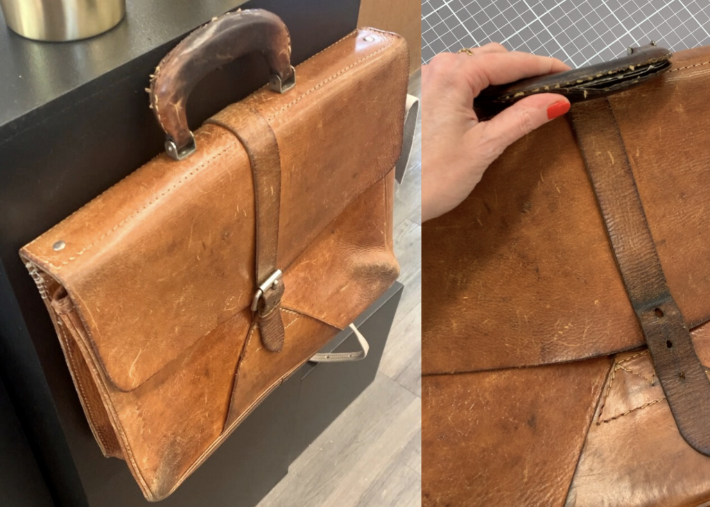 alte Ledertasche kaputt