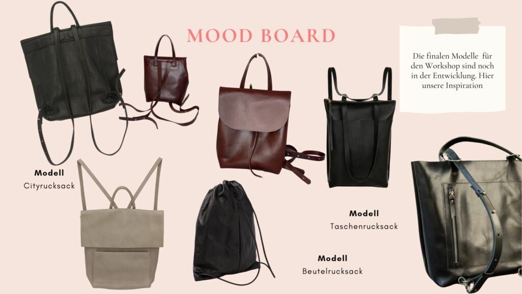 moodboard lederrucksack kurs