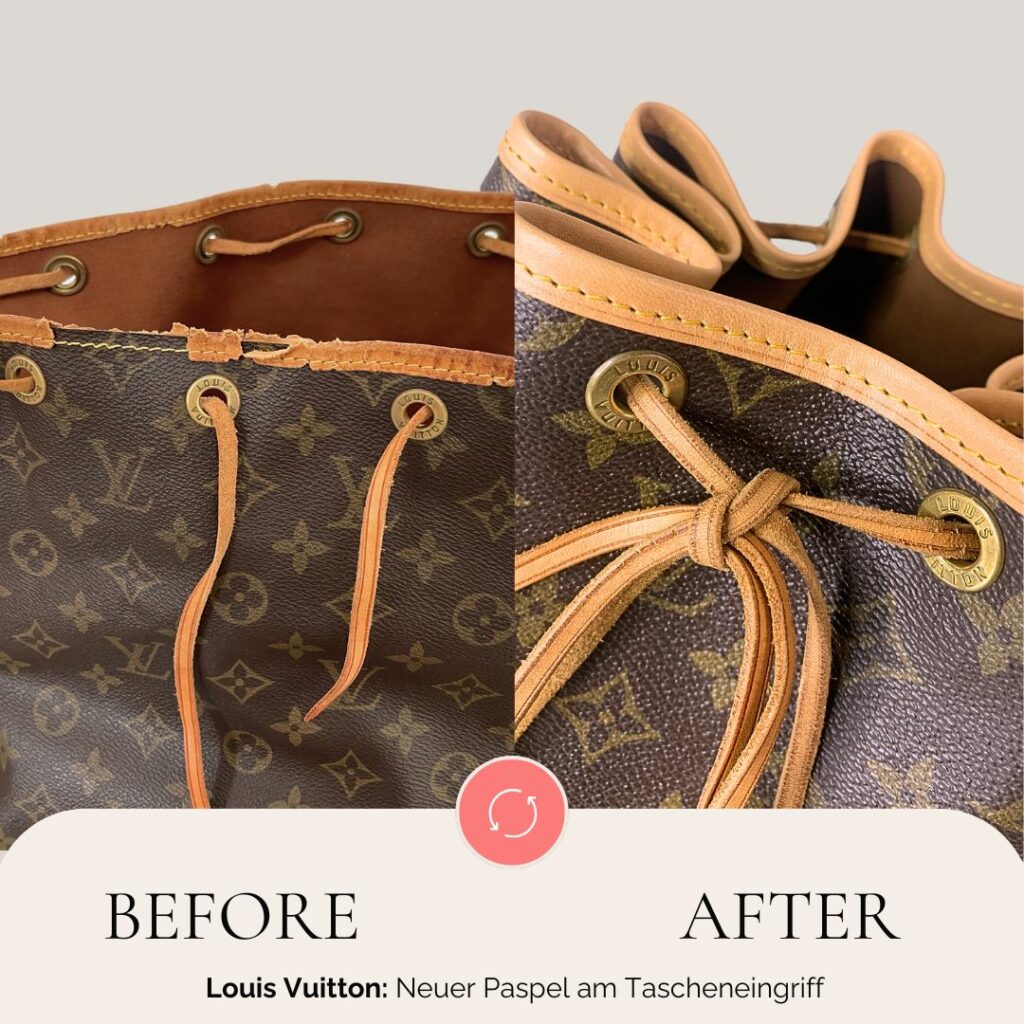 vorher nachher Louis vuitton lederreparatur