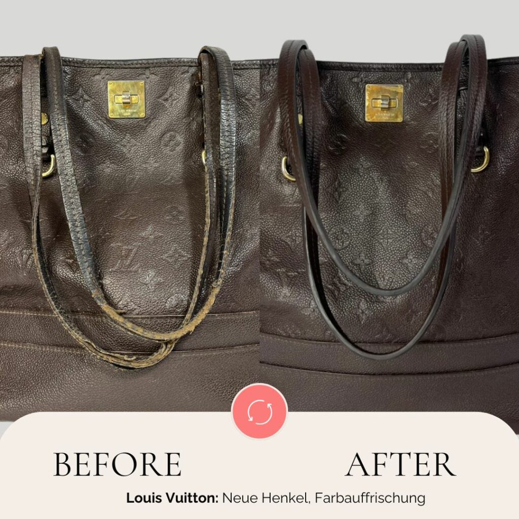 vorher/nachher Henkel Reparatur Louis Vuitton Tasche Citadine