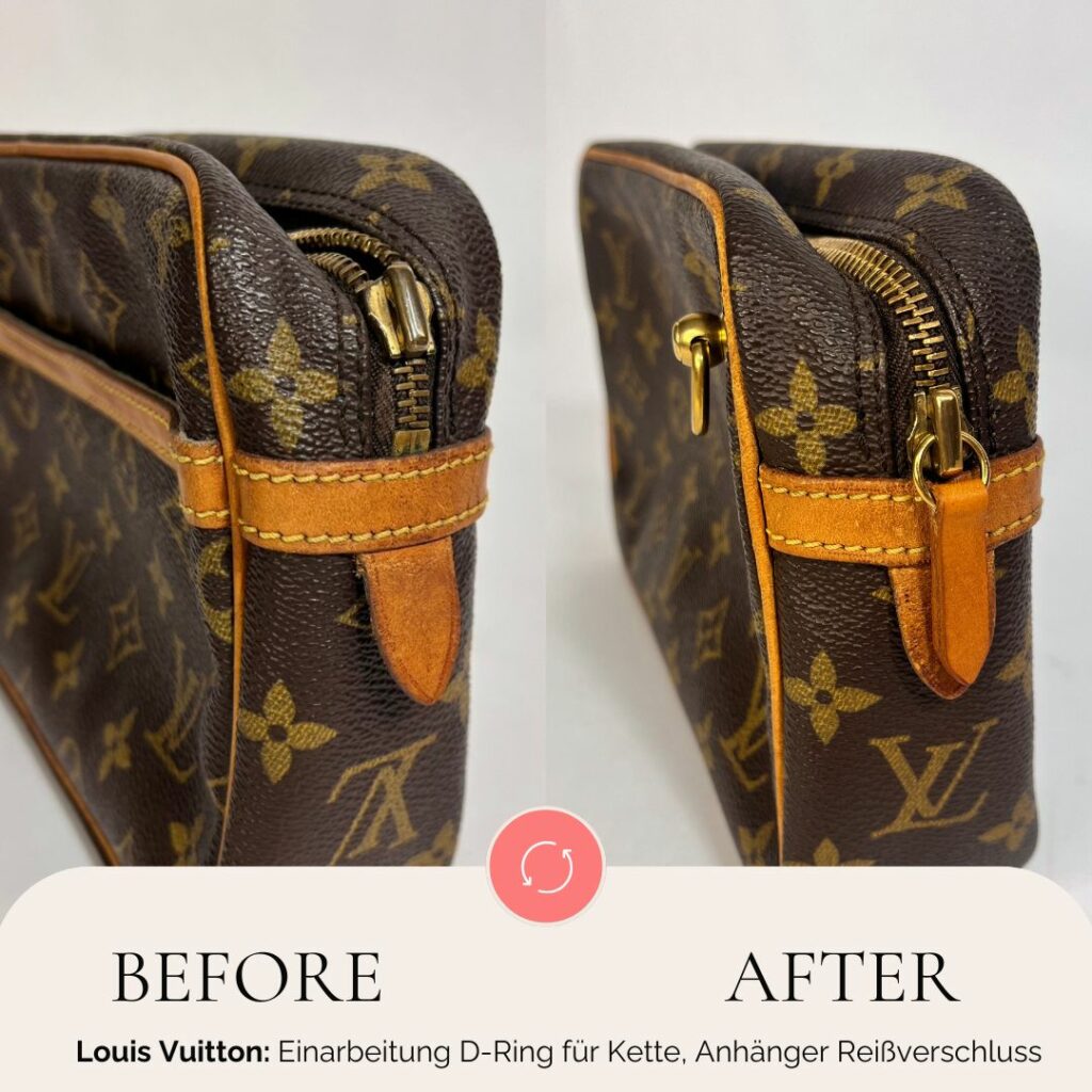 vorher nachher Louis vuitton lederreparatur