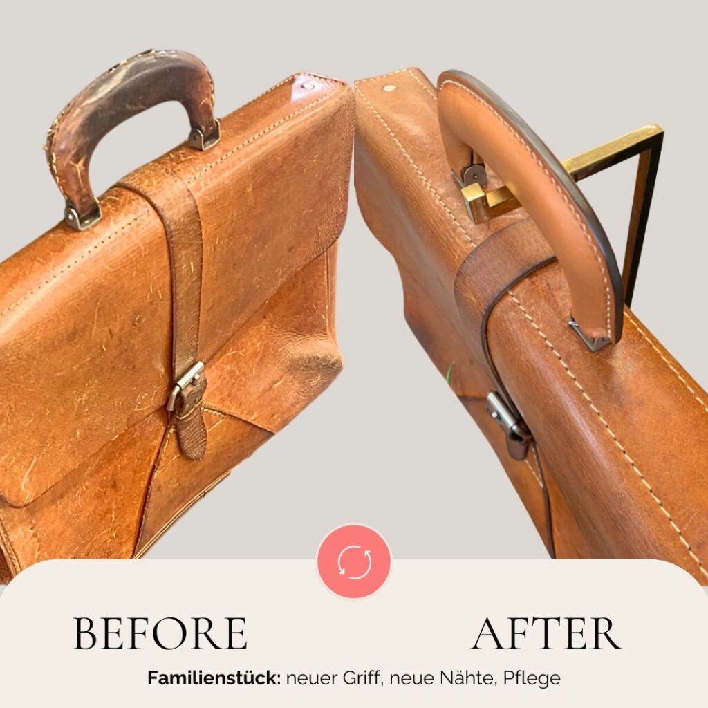Aktentasche Leder Reparatur Griff