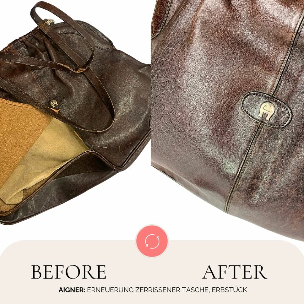 vorher nachher ledertasche reparatur