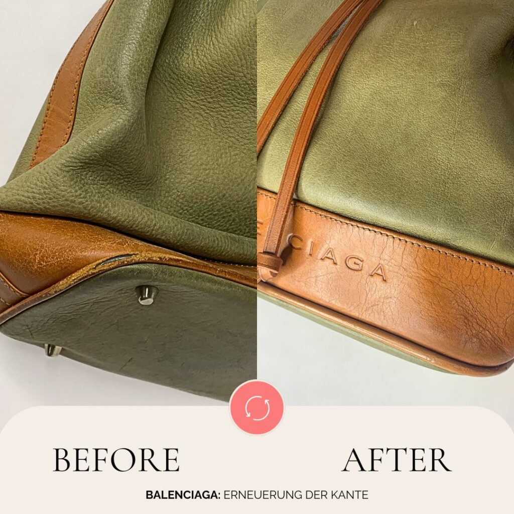 vorher nachher balenciaga ledertasche reparatur ecken