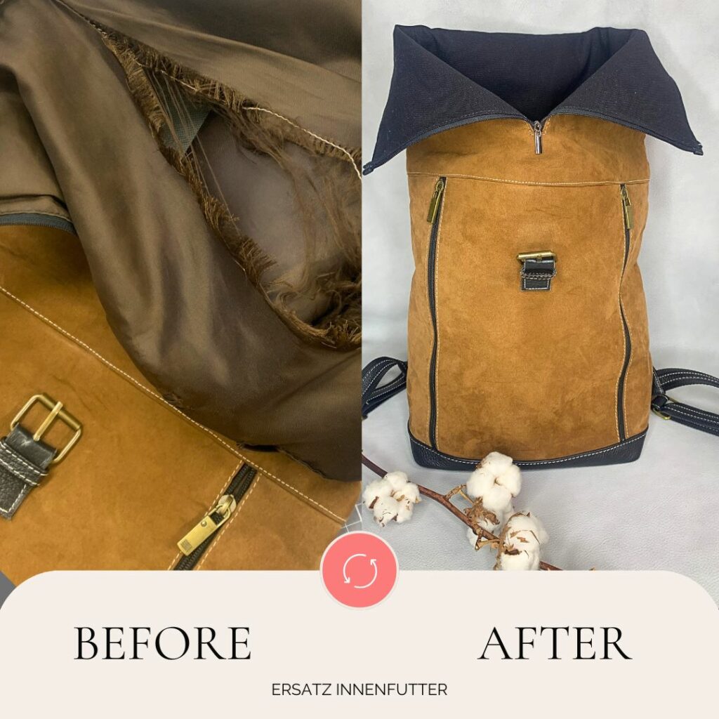 vorher nachher ledertasche innenfutter reparatur