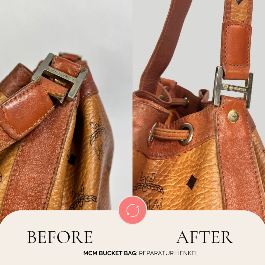 vorher nachher ledertasche mcm reparatur