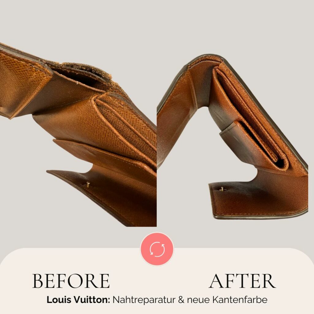 Reparatur Louis Vuitton Portemonnaie Vorher Nachher