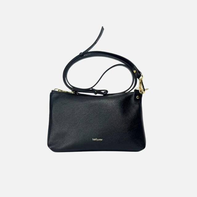 kleine schwarze Ledertasche von Lapàporter