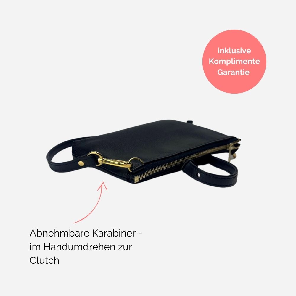 kleine schwarze Ledertasche von Lapàporter