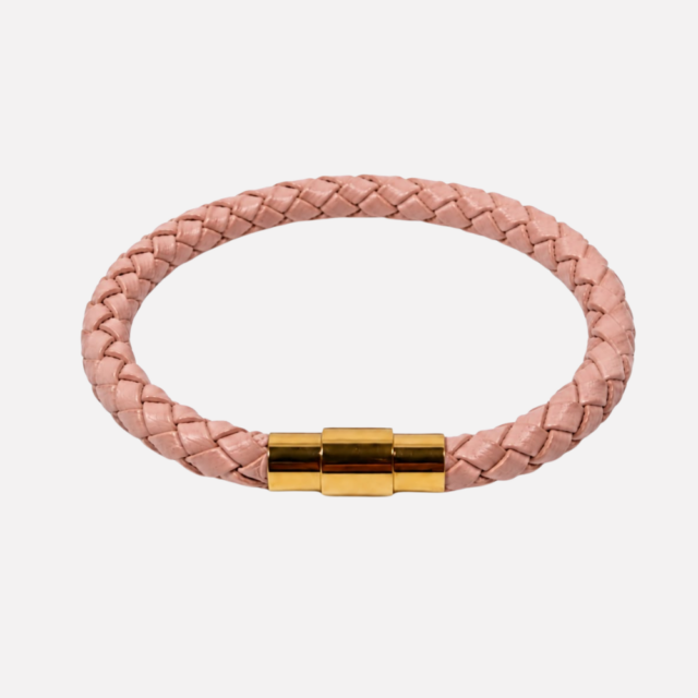 Damen-Lederarmband-geflochten rosa