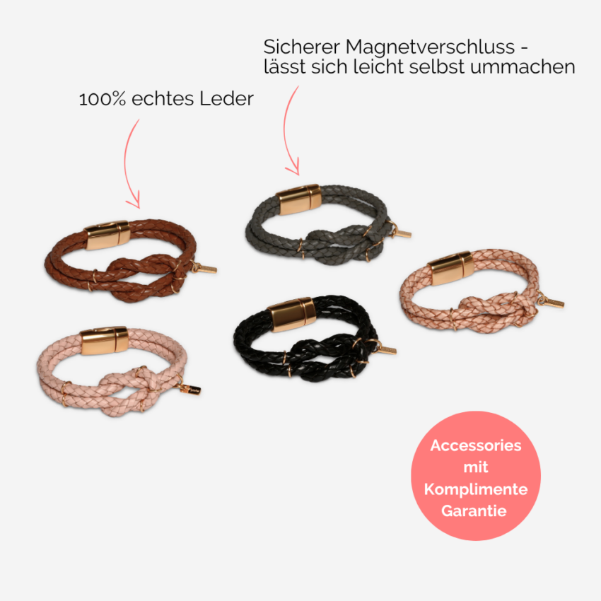 Knoten-Lederarmband in geflochtenem Leder