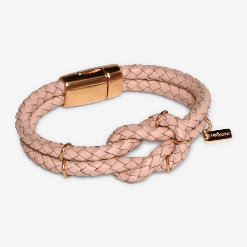 Knoten-Lederarmband in geflochtenem Leder rosa