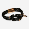 Knoten-Lederarmband in geflochtenem Leder schwarz