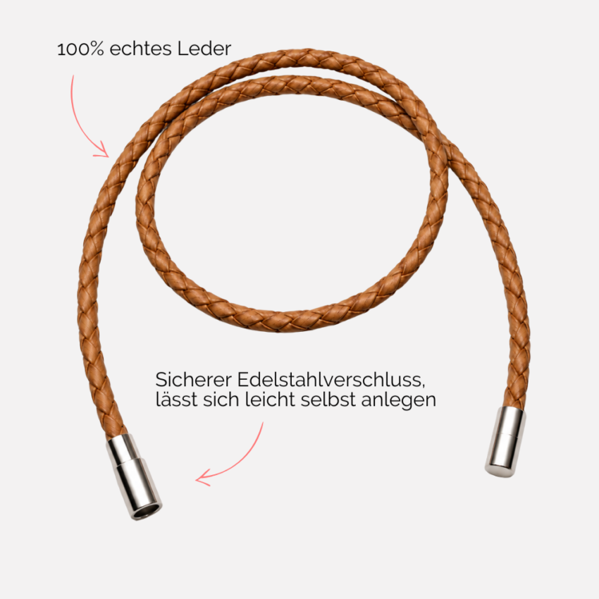 schmales Herren Lederarmband zum Wickeln natur