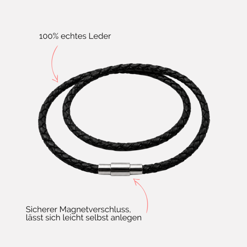 schmales Herren Lederarmband zum Wickeln schwarz