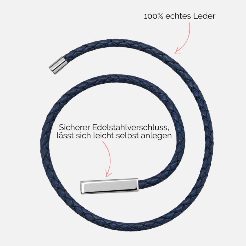 Lederarmband für Damen zum Wickeln blau
