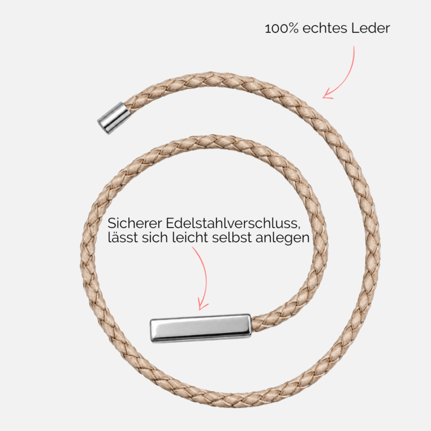 Lederarmband für Damen zum Wickeln natur