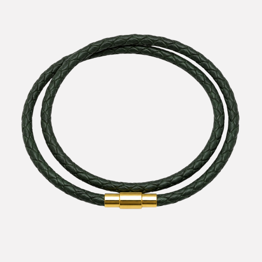 Lederarmband Damen, Wickelarmband grün