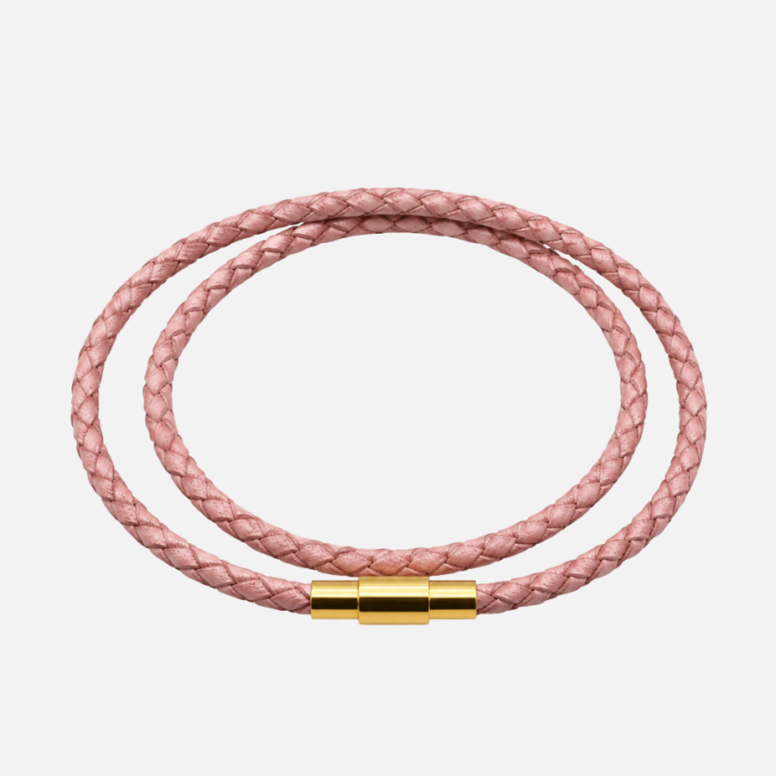 Lederarmband Damen, Wickelarmband rosa