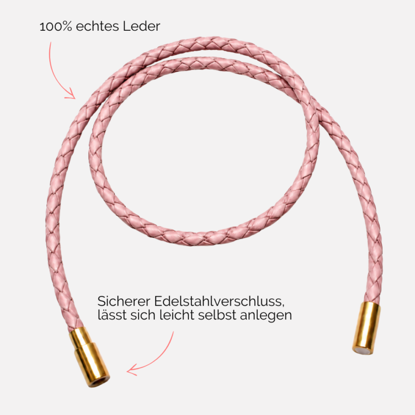 Lederarmband Damen, Wickelarmband rosa